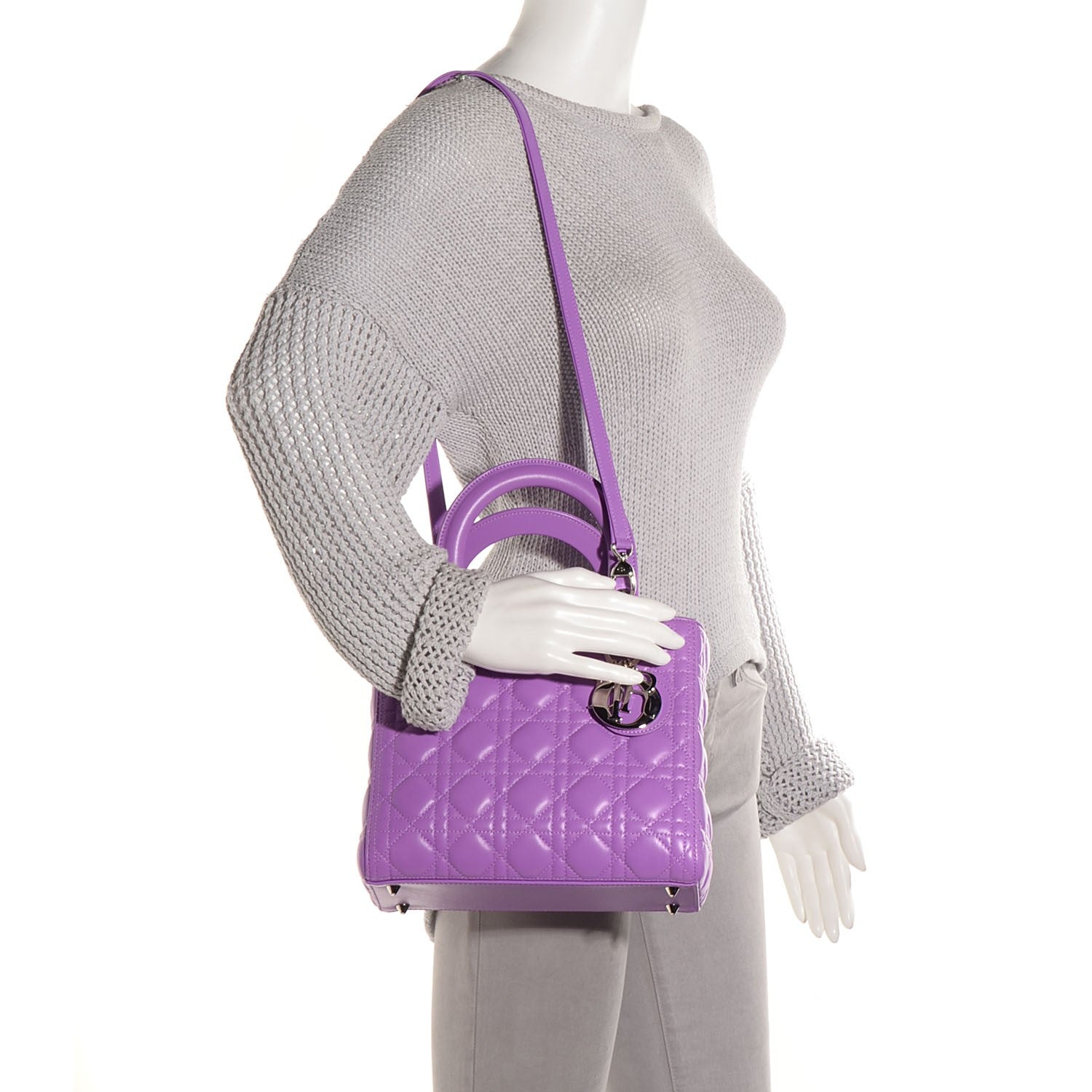Christian Dior Lambskin Cannage Medium Lady Dior Purple 2 of 7