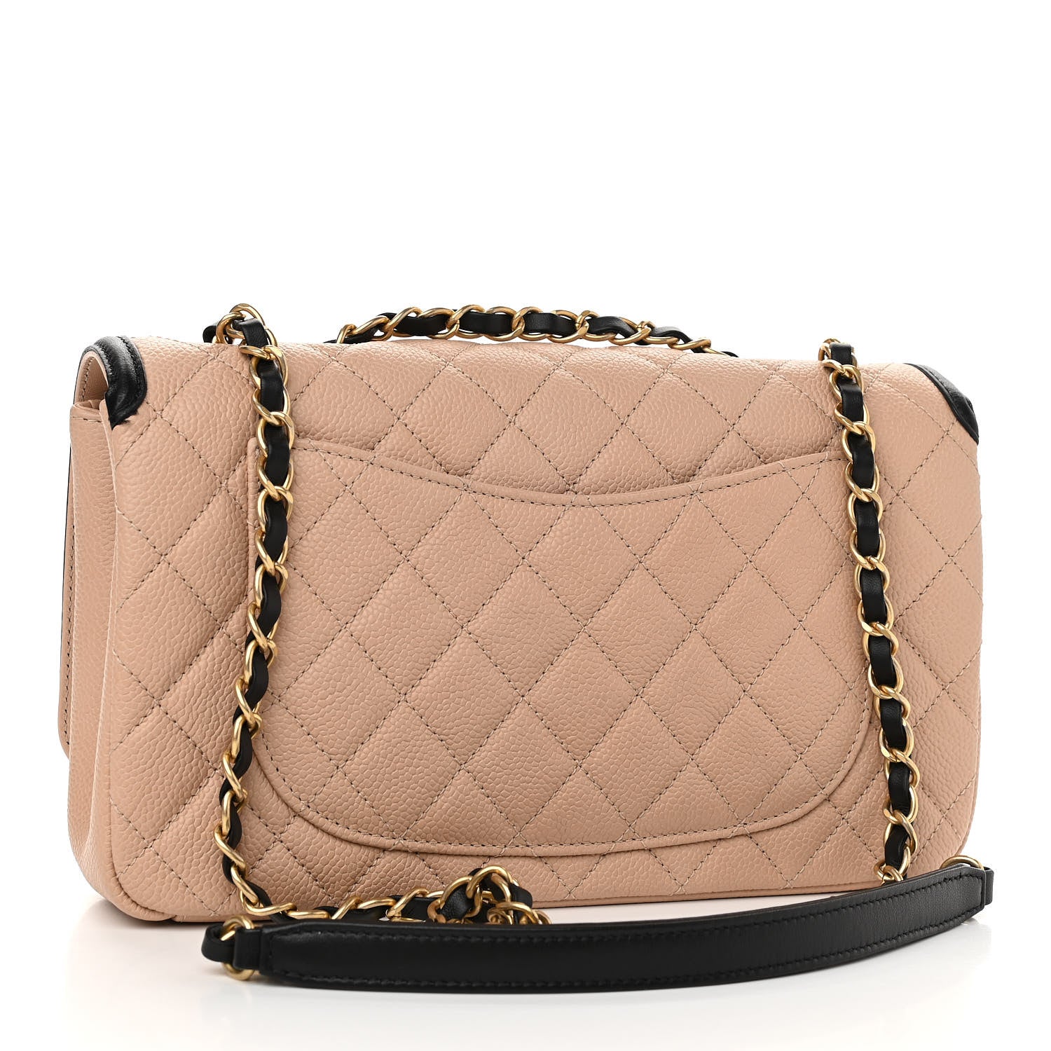 Chanel Caviar Quilted Medium CC Filigree Flap Beige Black 3 of 13