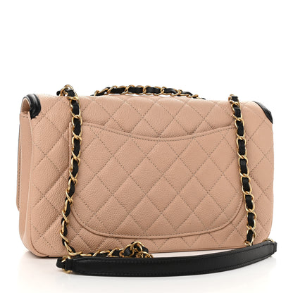 Chanel Caviar Quilted Medium CC Filigree Flap Beige Black 3 of 13