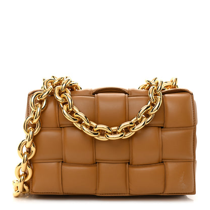 Bottega Veneta Lambskin Maxi Intreccio Padded Chain Cassette Crossbody Bag Caramel 1 of 15