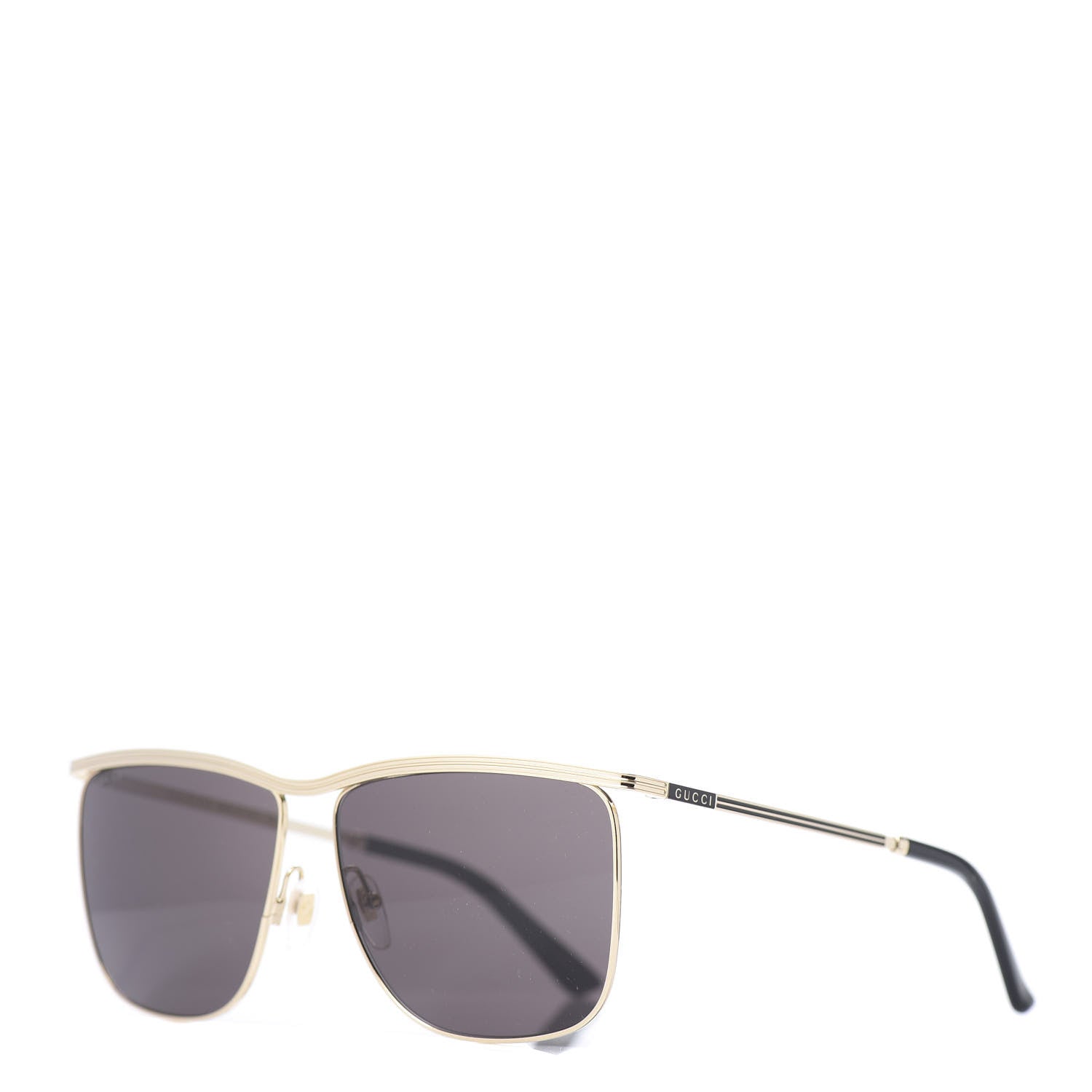 Gucci Metal Square Frame Sunglasses GG0817S Gold Grey 1 of 8