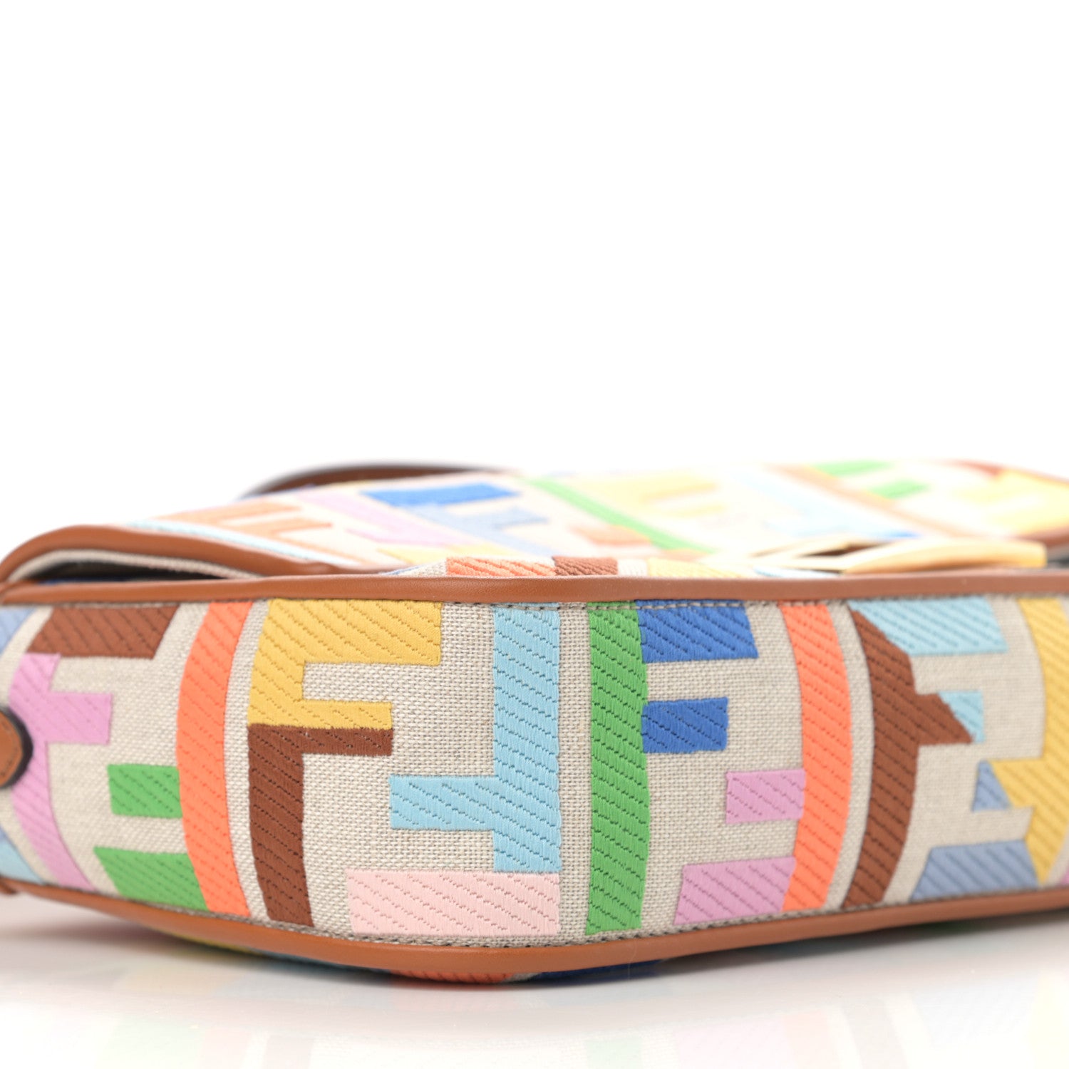Fendi Kuban Canvas Vitello King FF Embroidered Baguette Grezzo Multicolor 9 of 10