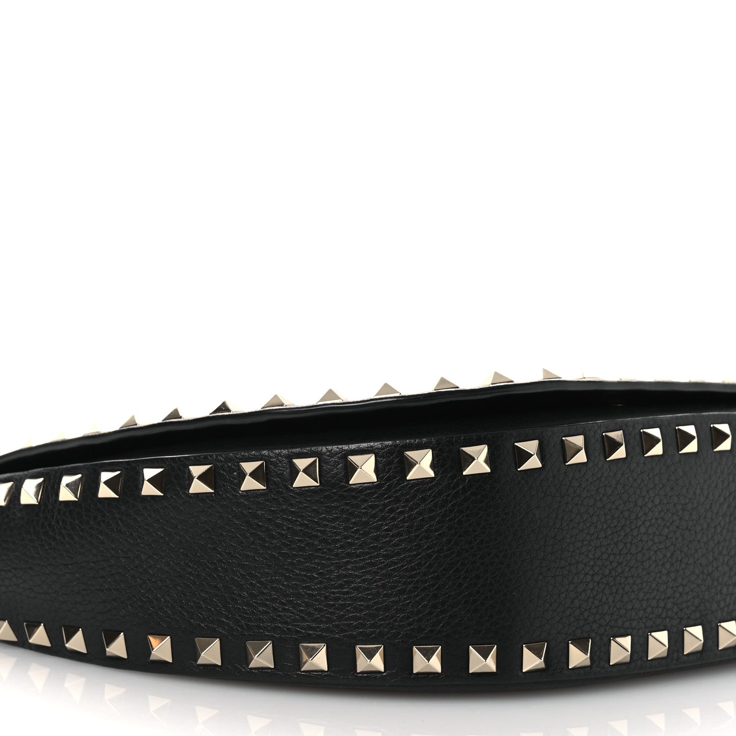 Grained Calfskin Rockstud Saddle Bag Black