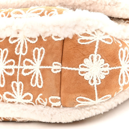 Chanel Suede Shearling Lambskin Embroidered Medium Chanel 19 Flap Brown White 10 of 11