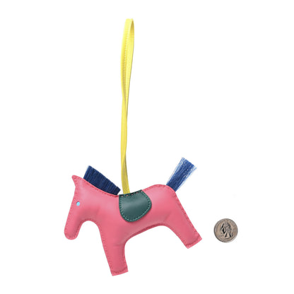 Hermes Milo Lambskin Horse Hair Grigri Rodeo Horse Bag Charm MM Rose Azalee Malachite Lime 2 of 4