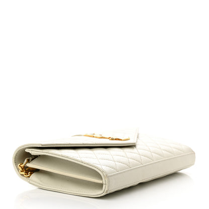 Saint Laurent Grain De Poudre Mixed Matelasse Triquilt Monogram Chain Wallet Blanc Vintage 4 of 15