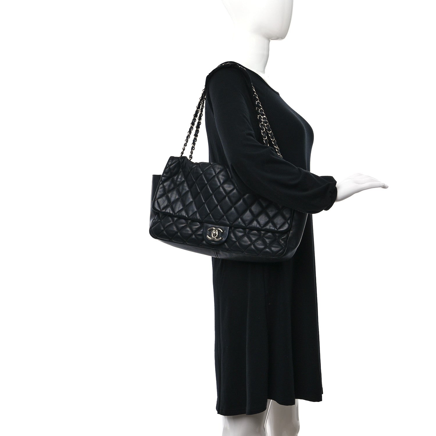 Chanel Lambskin Quilted Jumbo Coco Rain Flap Black 2 of 11