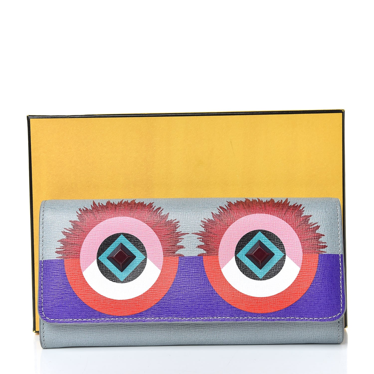 Fendi Vitello Elite Studded Hypnoteyes Continental Wallet Polvere Multicolor 10 of 10