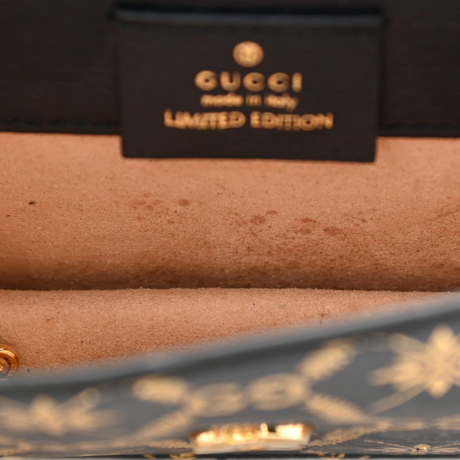 Gucci Textured Calfskin Super Mini Sylvie Chain Shoulder Bag Navy Gold 8 of 13
