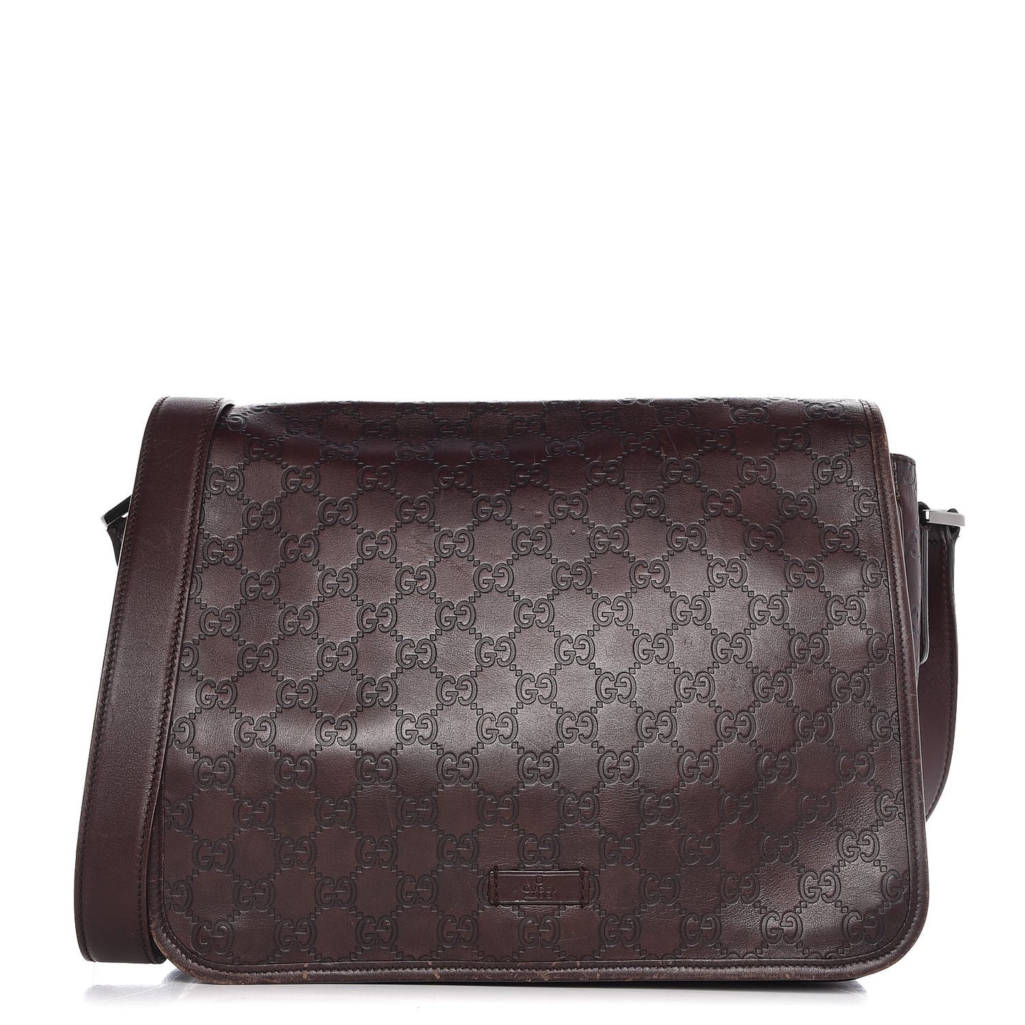 Guccissima Flap Messenger Bag Dark Brown