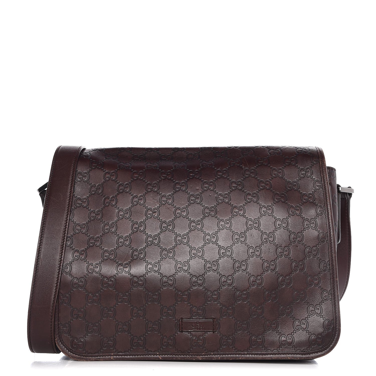 Gucci Guccissima Flap Messenger Bag Dark Brown 1 of 27