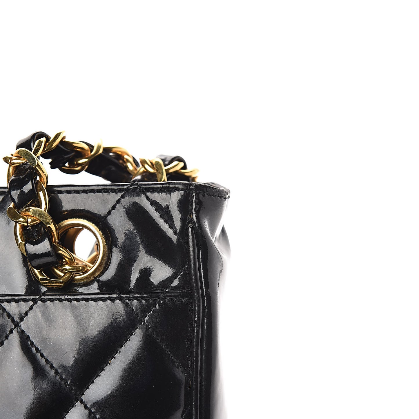 Patent Quilted Tote Black