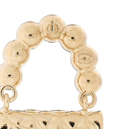Chanel Pearl Quilted CC Flap Bag Earrings Gold 4 of 5