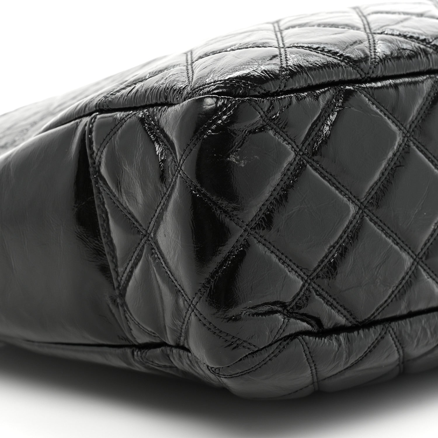 Chanel Shiny Aged Calfskin Quilted Large Shopping Bag Black 9 of 14