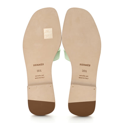 Hermes Epsom Oran Sandals 38.5 Vert Jade 5 of 11