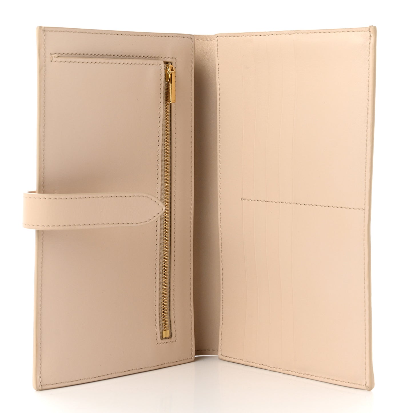 Grained Calfskin Large Multifunction Strap Wallet Powder