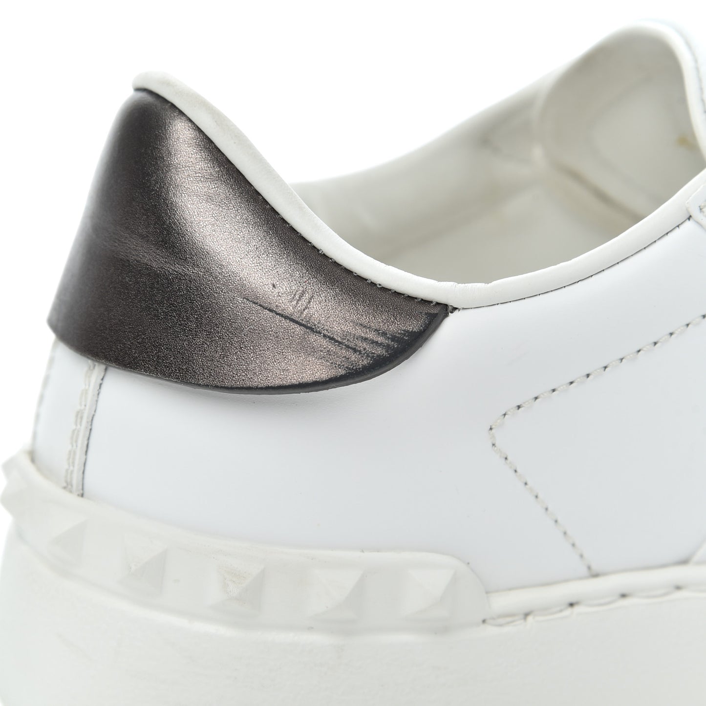 Calfskin VLTN Rockstud Open Sneakers 36 White
