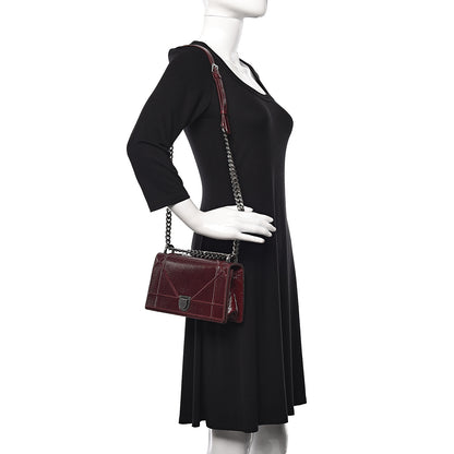 Christian Dior Crackled Deerskin Small Diorama Flap Bag Burgundy 2 of 15