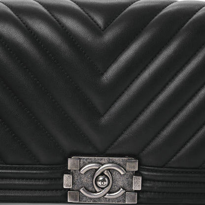 Chanel Calfskin Chevron Quilted Medium Boy Flap Black 8 of 14
