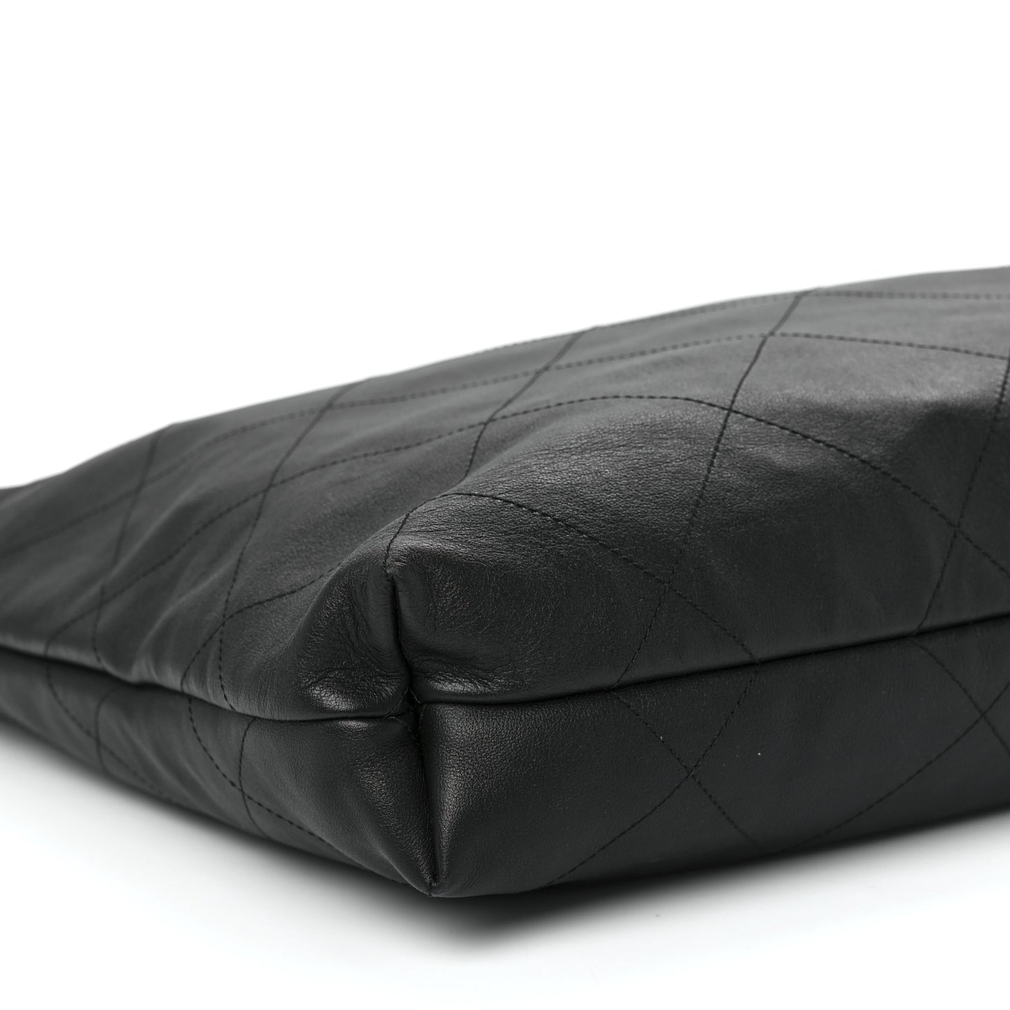 Calfskin Stitched Maxi Shopping Bag Black