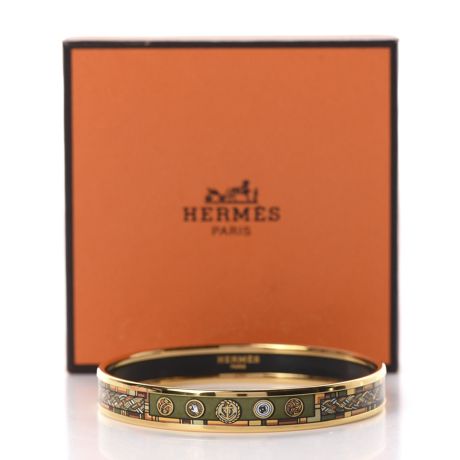 Hermes Enamel Printed Narrow Bracelet 70 6 of 6
