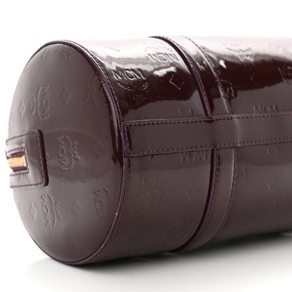 MCM Patent Monogram Essential Barrel Bag Bordeaux 8 of 13