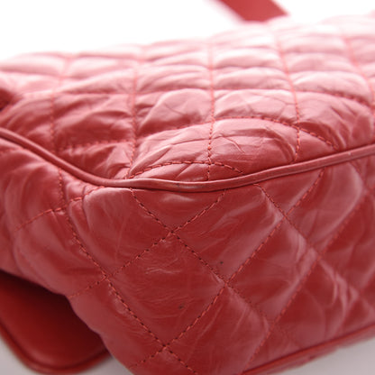 Chanel Crumpled Calfskin Quilted Medium Casual Rock Flap Red 14 of 22