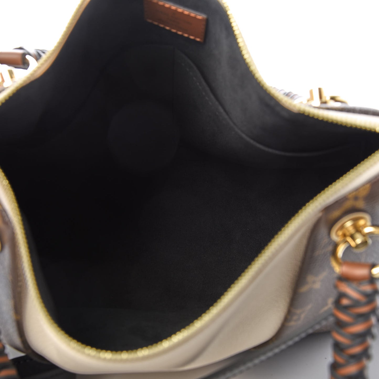 Monogram Braided V Tote MM Creme