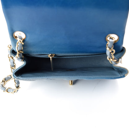 Chanel Lambskin Degrade Quilted Mini Square Flap Light Blue 7 of 16