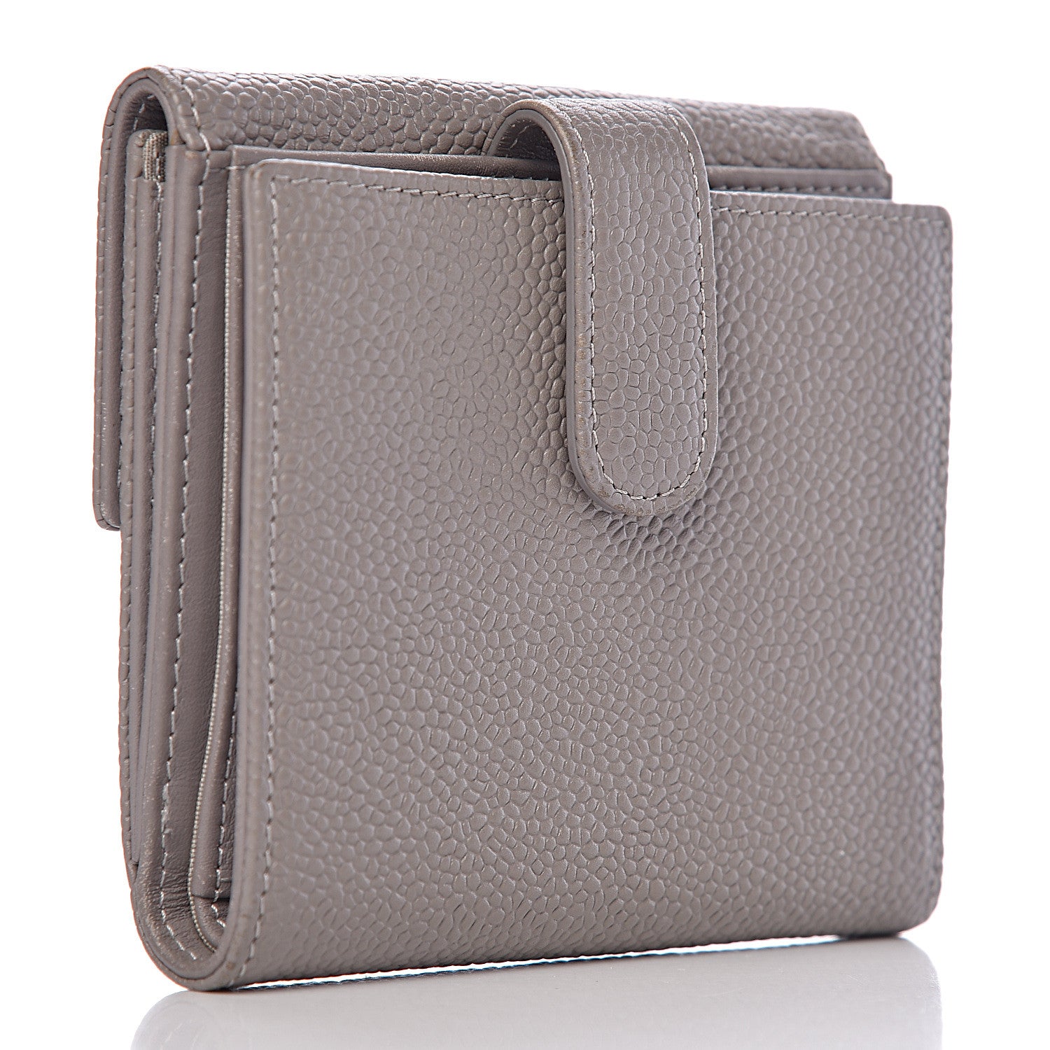 Chanel Caviar Timeless CC Compact French Wallet Light Grey 3 of 9