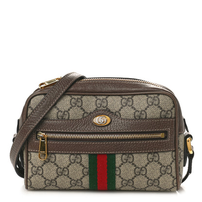 Gucci GG Supreme Monogram Web Mini Ophidia Shoulder Bag Brown 1 of 12