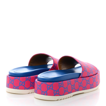 Gucci GG Supreme Joy Monogram Angelina Platform Slide Sandals 39.5 Fuxia Blue 4 of 8