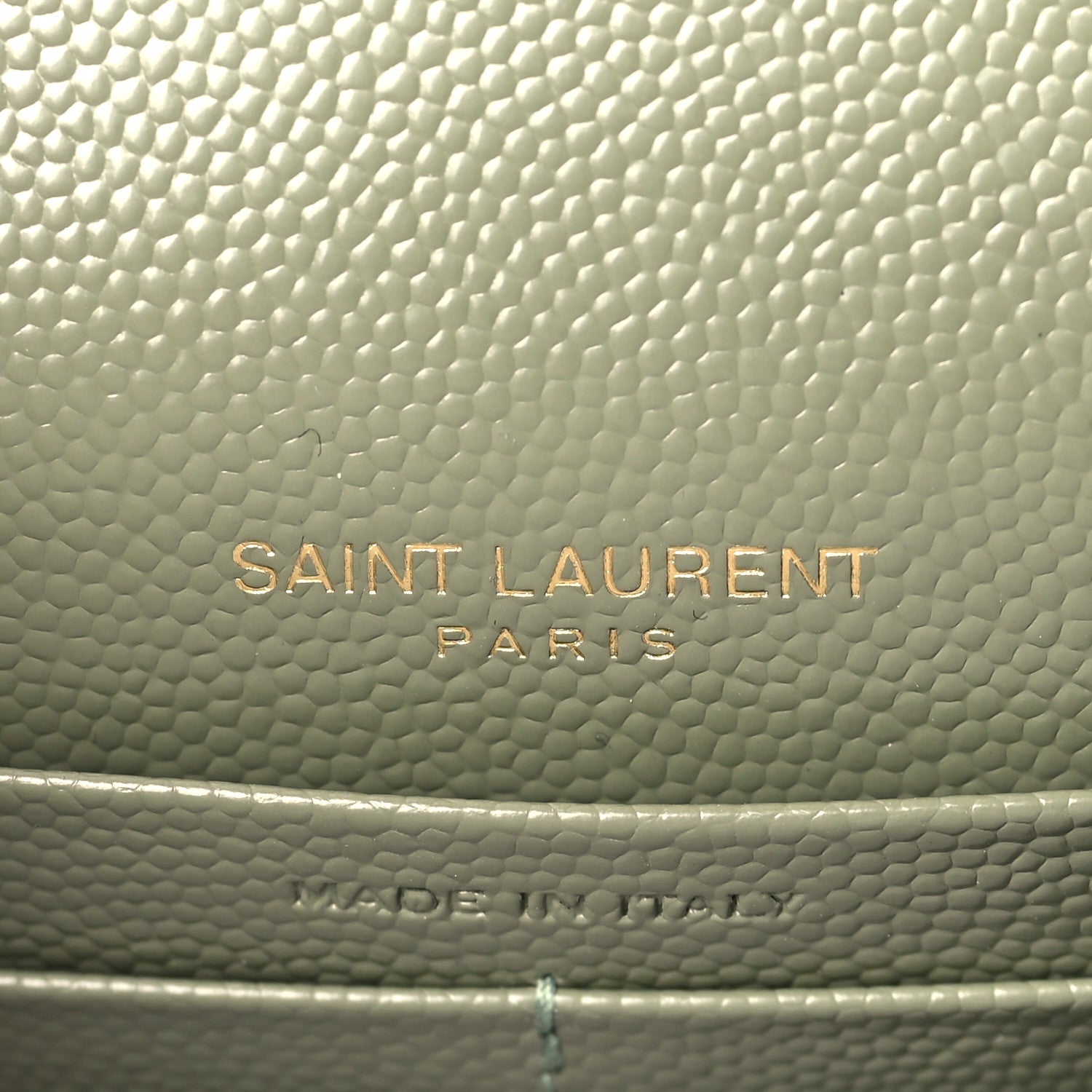Saint Laurent Grain De Poudre Matelasse Chevron Monogram Envelope Chain Wallet Pistache 6 of 9