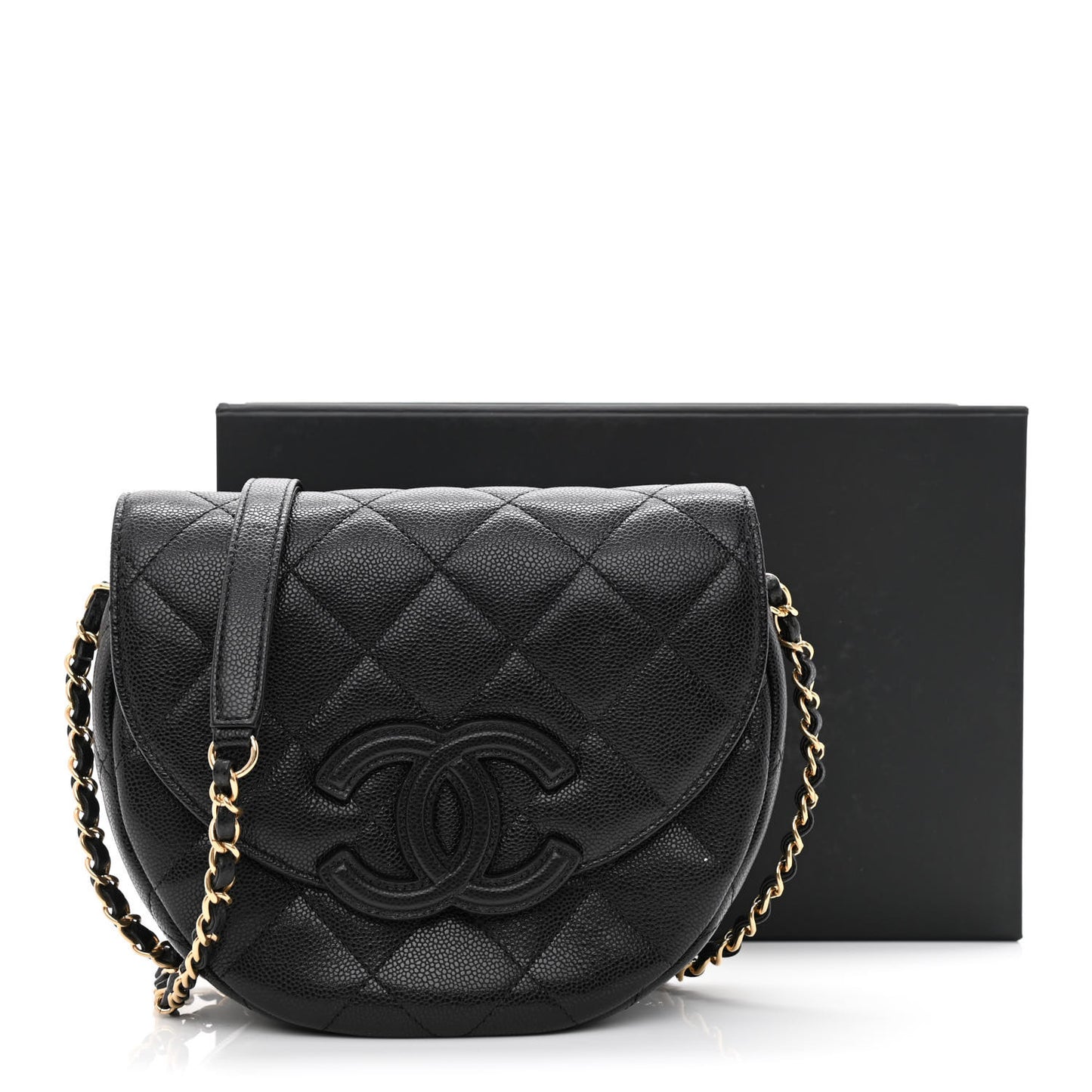 Caviar Quilted Small Messenger Flap Black
