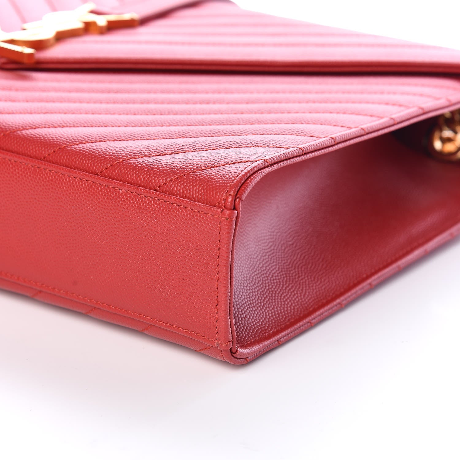 Saint Laurent Grain De Poudre Matelasse Chevron Large Monogram Satchel New Red 10 of 10