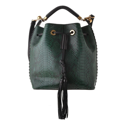 Chloe Python Gala Cross-Stitch Bucket Bag Intense Green 1 of 11