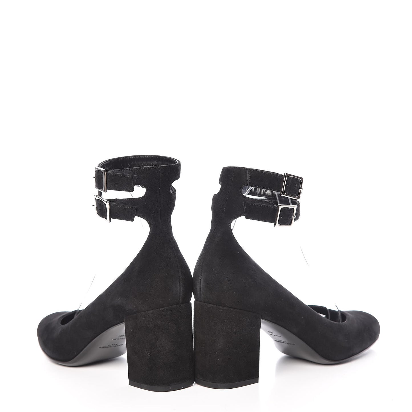 Suede Babies Ankle Strap Pumps 40 Black