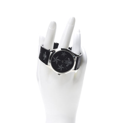 Gucci Stainless Steel Calfskin 38mm G-Timeless Bee Star Hologram Quartz Watch Black 2 of 6