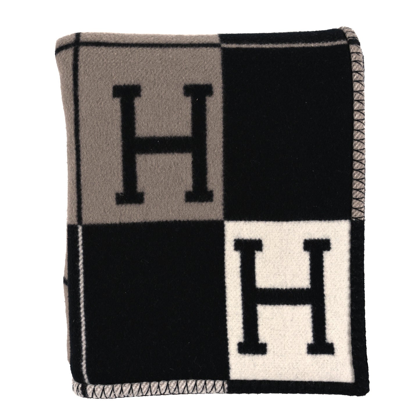 Wool Cashmere Avalon III Blanket Ecru Black