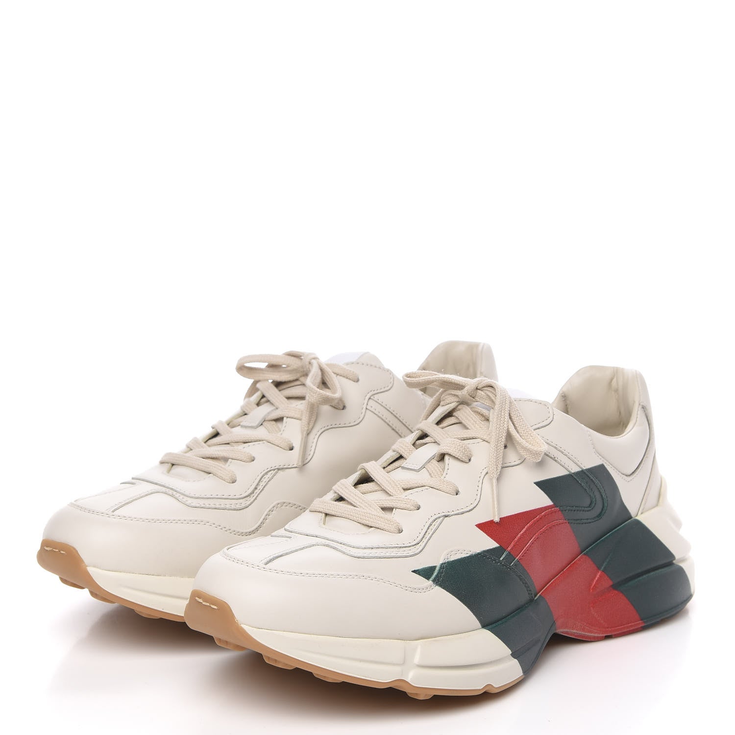 Gucci Calfskin Web Printed Mens Rhyton Sneakers 11 Mystic White 3 of 9