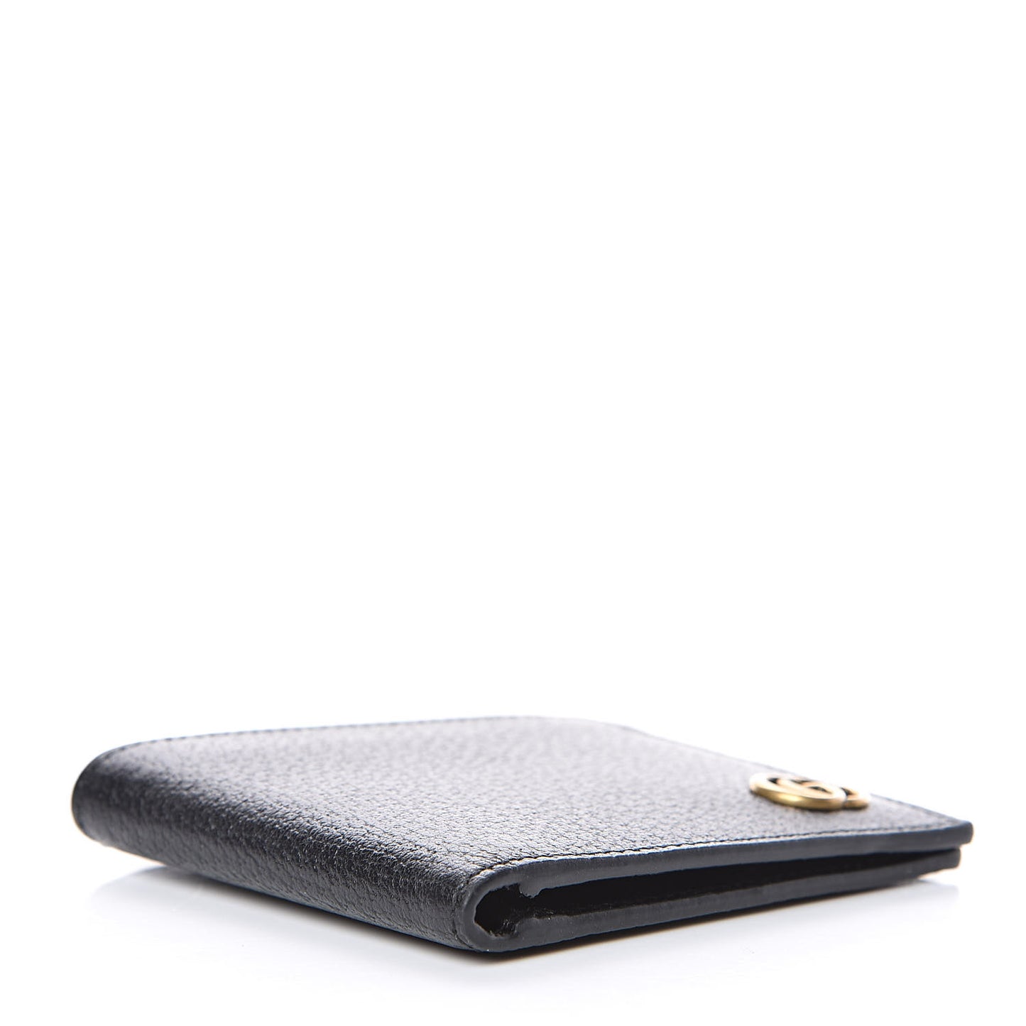 Calfskin Boar Effect GG Marmont Bi-Fold Wallet Black