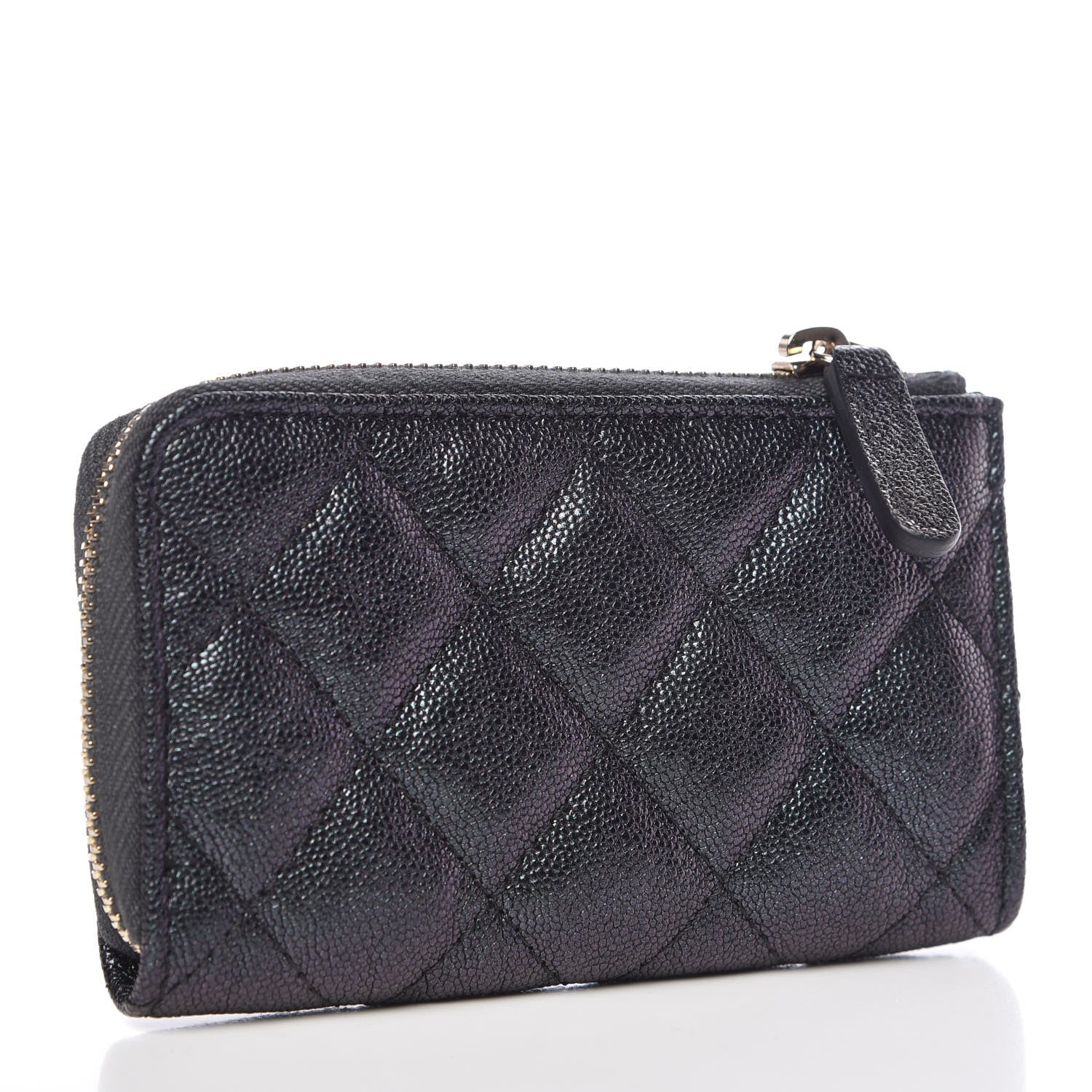 Chanel Iridescent Caviar Quilted Zipped Key Holder Case Black 4 of 8