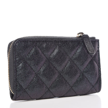 Chanel Iridescent Caviar Quilted Zipped Key Holder Case Black 4 of 8