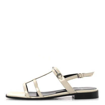 Gucci Calfskin Horsebit Divine Slingback Sandals 37.5 Mystic White 1 of 12