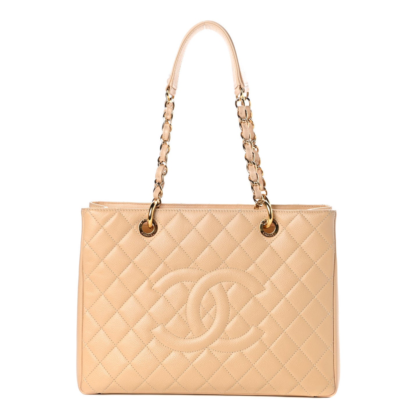 Caviar Quilted Grand Shopping Tote GST Beige Clair