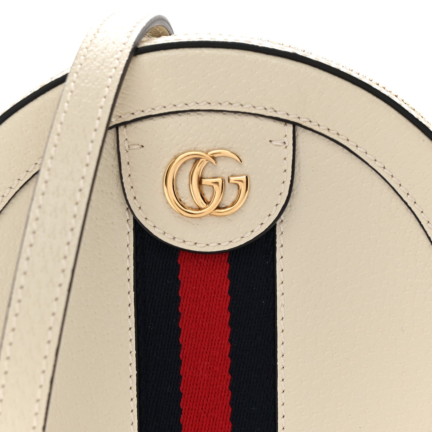 Gucci Textured Calfskin Web Mini Ophidia Round Shoulder Bag Mystic White 8 of 10