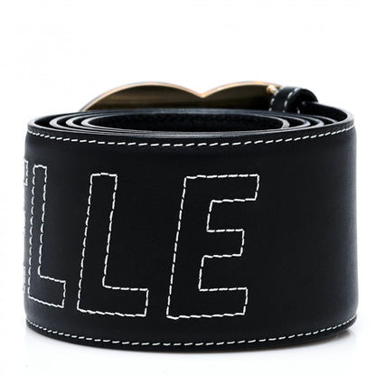 Chanel Calfskin Resin Gabrielle CC Logo Belt 95 38 Black White 2 of 9