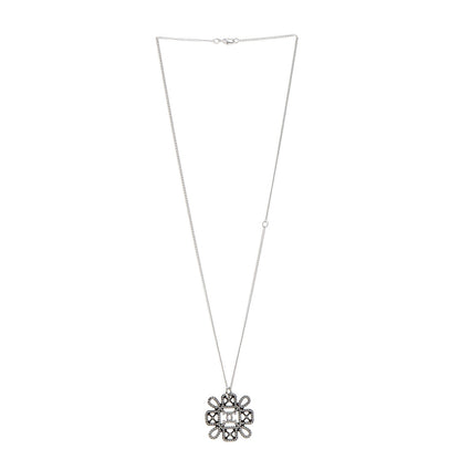 Chanel Crystal Strass Cross CC Necklace Silver 4 of 6