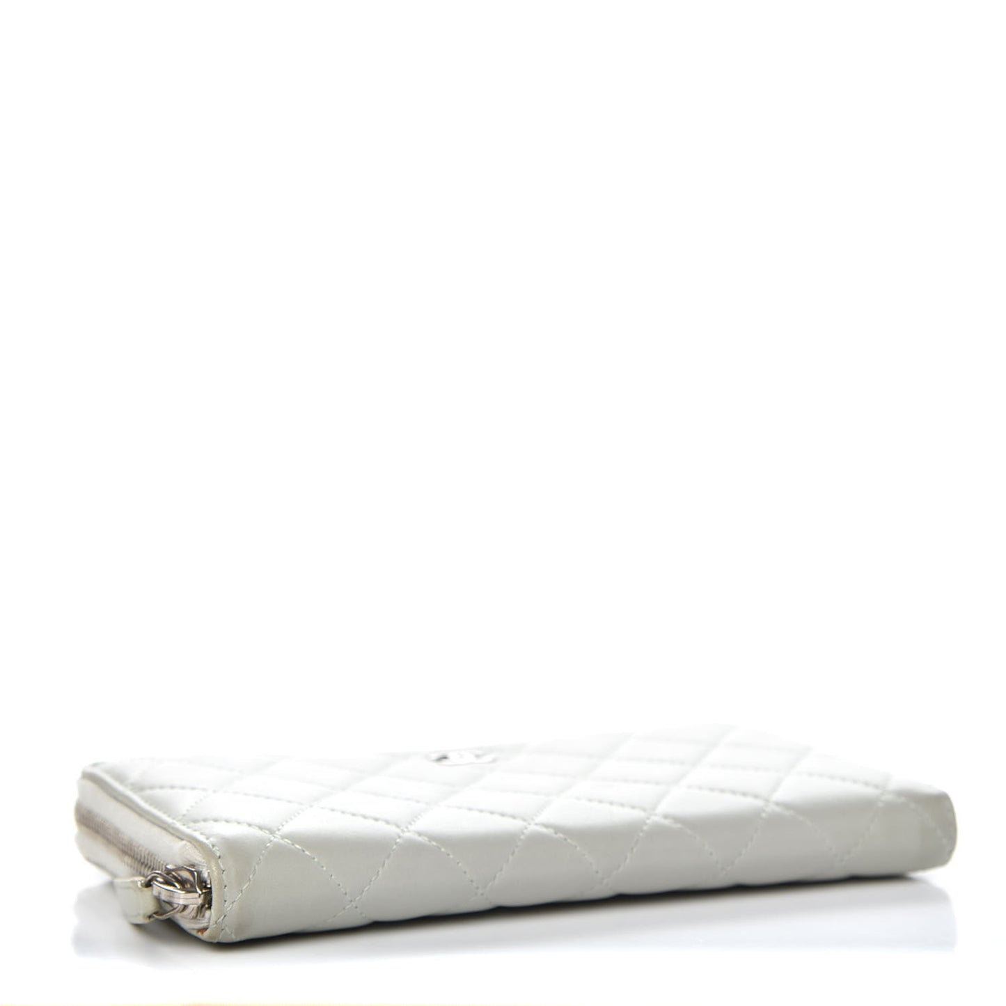 Lambskin Quilted Large Gusset Zip Around Wallet Light Green