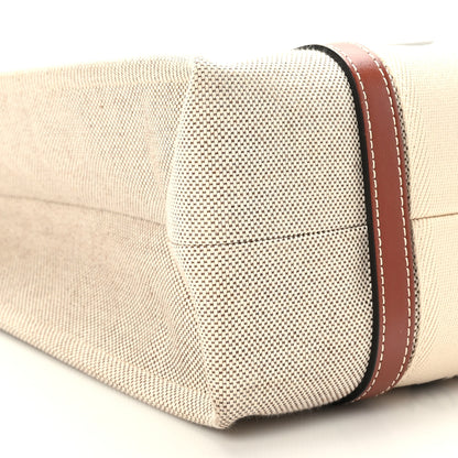 Chloe Cotton Calfskin Medium Woody Ribbon Tote White Brown 7 of 8